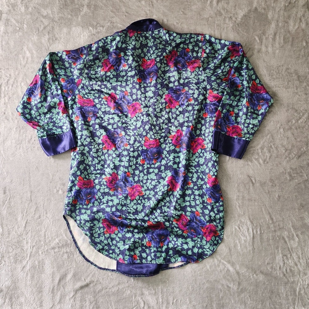 Vintage 1980s Women's Kathryn Pajamas Kimono Size M Floral Purple - Picture 10 of 15